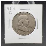 1954-D Franklin Half Dollar Silver Coin