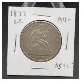 1877-CC Seated Liberty Half Dollar AU+