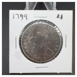 1799 Draped Bust Silver Dollar Coin