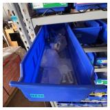 Hardware in Blue Plastic Bin