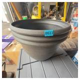 3 Black Plastic Planters, 14 Inch Wide