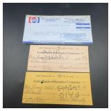 3 Cancelled Checks 1943-1989 Long Branch Pepsi