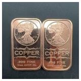 (2x Bid)  .999 Fine Copper One AVDP Oz Bars