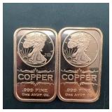 (2x Bid) 1 AVDP Oz .999 Fine Copper Bars