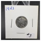 1943 Silver Mercury Dime
