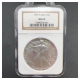 1992 American Silver Eagle NGC MS69 $1 Coin