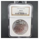 1991 American Silver Eagle NGC MS69