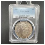 1892 Morgan Silver Dollar PCGS AU58