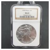 1999 Silver Eagle $1 NGC MS69 Certified Coin