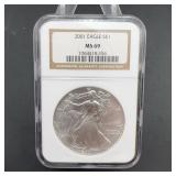 2001 American Silver Eagle $1 NGC MS69