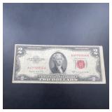 1953B Red Seal $2 US Note A67750056A