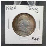 1960-D Franklin Silver Half with Toning