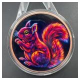 .999 Fine Copper Squirrel Coin 5oz Colorized