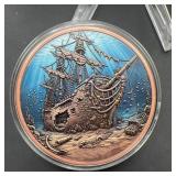 2026 Liberia $1 Sunken Ship 1/2 Oz Copper Coin