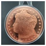5 oz .999 Fine Copper Morgan Dollar Round
