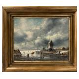 Dutch oil on panel 9.5' x 11.5' Huile sur panneau