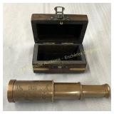 Vintage style telescope with wooden box 6.5' L