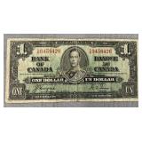 1937 Bank of Canada 1 dollar note, Billet de 1