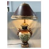 Table lamp with a porcelain vase base painted