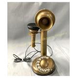 Brass candlestick rotary dial telephone à cadran