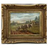 Oil on canvas signed indistinctly 12' x 16' Huile