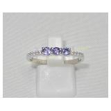 Sterling silver tanzanite (0.96 cts) and cubic