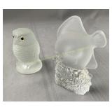 (2) Glass fish and owl, Poisson et chouette en