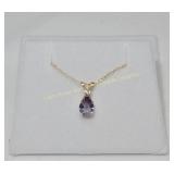 10K Yellow gold iolite (0.50 cts) & moonstone