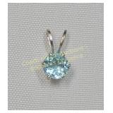 Sterling silver natural blue topaz pendant