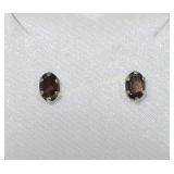 Sterling silver natural smoky quartz earrings.