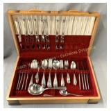 75 Pcs Silver plated flatware with wooden chest