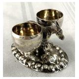 .800 Silver donkey open salt & pepper cellar