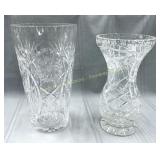 (2) Crystal vases en cristal, 11'H - 12'H