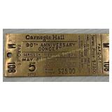 Carnegie Hall brass concert ticket, Billet de