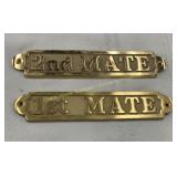 (2) Brass navy plaques en laiton de style marine