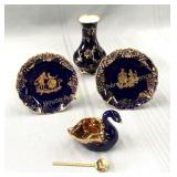 Limoges vase, plates, open salt with spoon, Vase