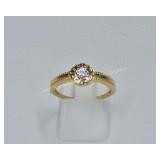 Sterling silver gold plated diamond (0.01ct) ring