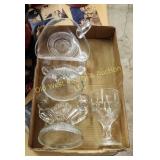 Cake Plate & Box of Glassware