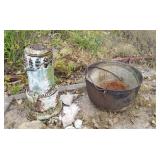 Cast Iron Pot & Antique Stove