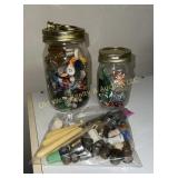 Jars of Buttons & Bag of Thimbles