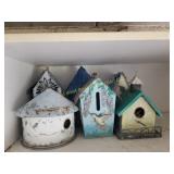 (2) Shelves of Birdhouses & Patio Decor