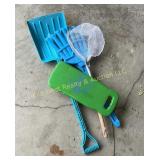 Childrens Shovel, Rake, Net & Pad