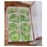 Green Depression Sherbert & Cups