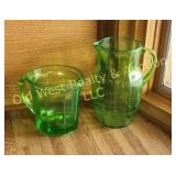 (2) Green Depression Pitchers