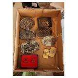 Box of Belt Buckles, Money Clips & Cuff Links (DR)