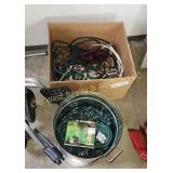 Box of Extension Cords & Bucket of Lights (G)