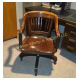 Wood Office Chair w/Rollers