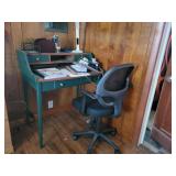 Wooden Desk, Desk Chair & Office Supplies