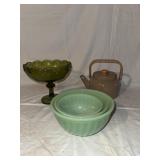 Set of Fire King Jadeite Swirl Mixing Bowls,