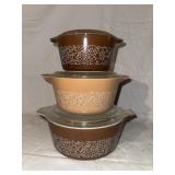 Vintage Pyrex Woodland Casserole Set with Lids